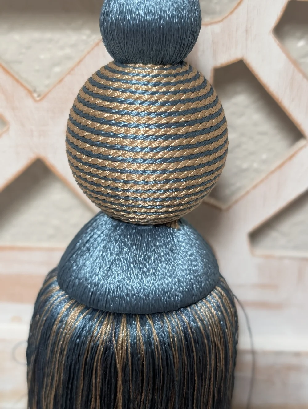 blue/ gold tassel curtain tie backs 2 pack luxury designer modern Victorian